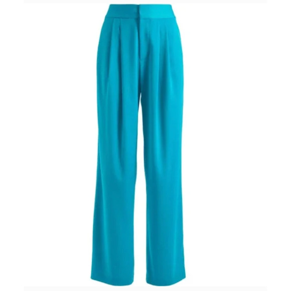 NEW Alice + Olivia Atia Wide-Leg Pleated Suit Pants Ocean Floor Women's Size 4 - Picture 8 of 8